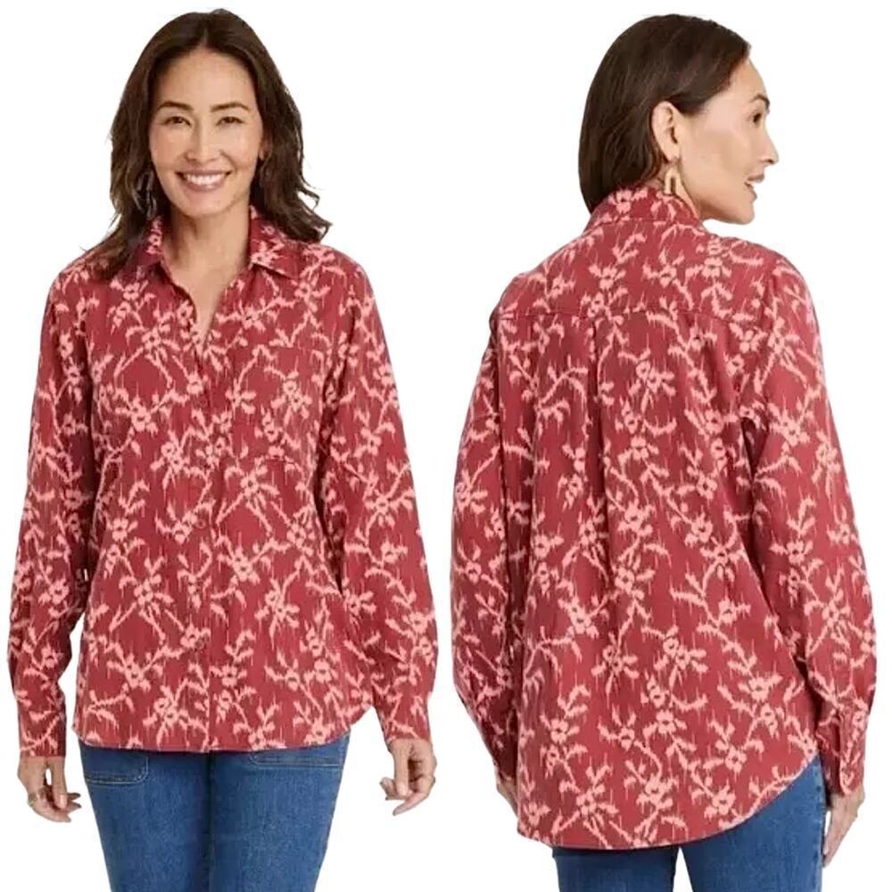 NWT Knox Rose Long Sleeve Floral Print Button Front Blouse Medium Western Boho